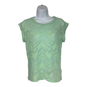 Express Womens XS Green Chevron Top Lightweight Sheer Casual Short Sleeve Tee